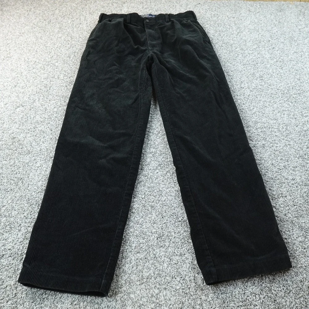 VTG Ralph Lauren‎ Pants Mens 35X32 Black Corduroy Andrew Chino Trouser Pleated